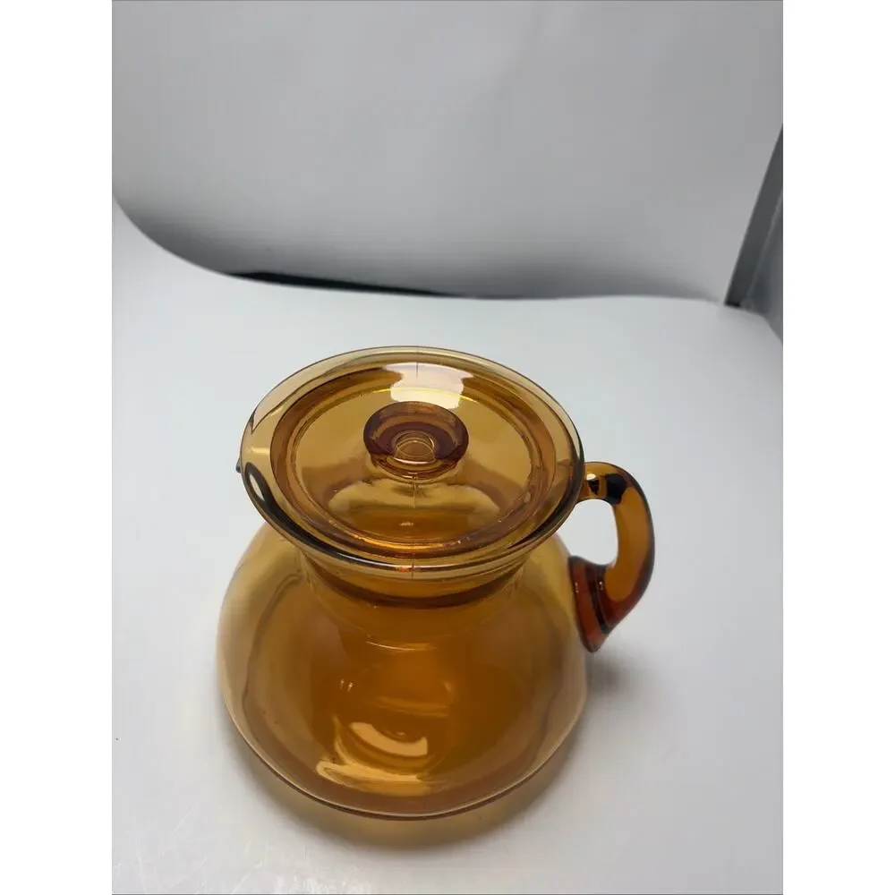 RARE Cambridge Elegant Glass #955 62oz Amber Refrigerator Jug + Lid Great Cond
